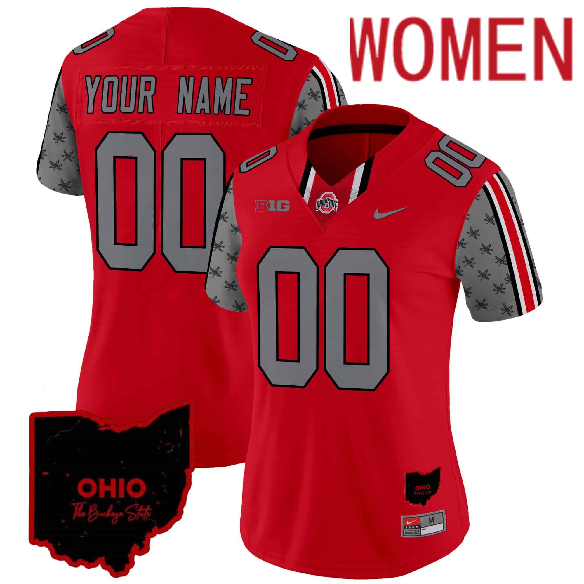 Women Ohio State Buckeyes Red 2024 Nike Home Patch Vapor Limited Custom NCAA Jersey->customized nfl jersey->Custom Jersey